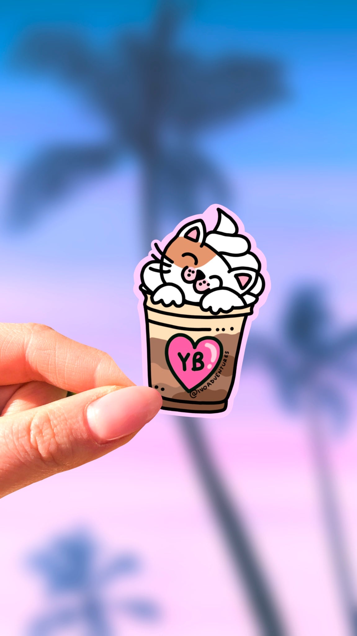 Naklejka - Kotek Kawka z pianką