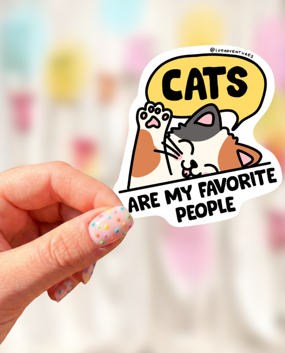 Naklejka - Cats Are My Favorite People - kotek z łapką