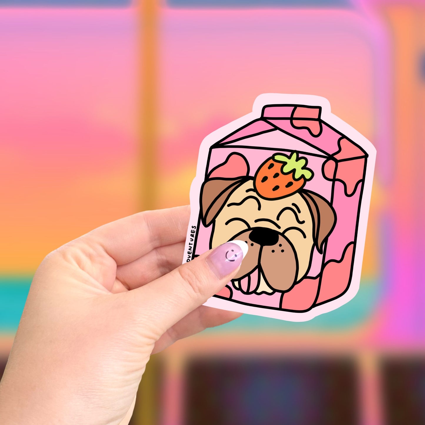 Naklejka Truskawkowy Mops