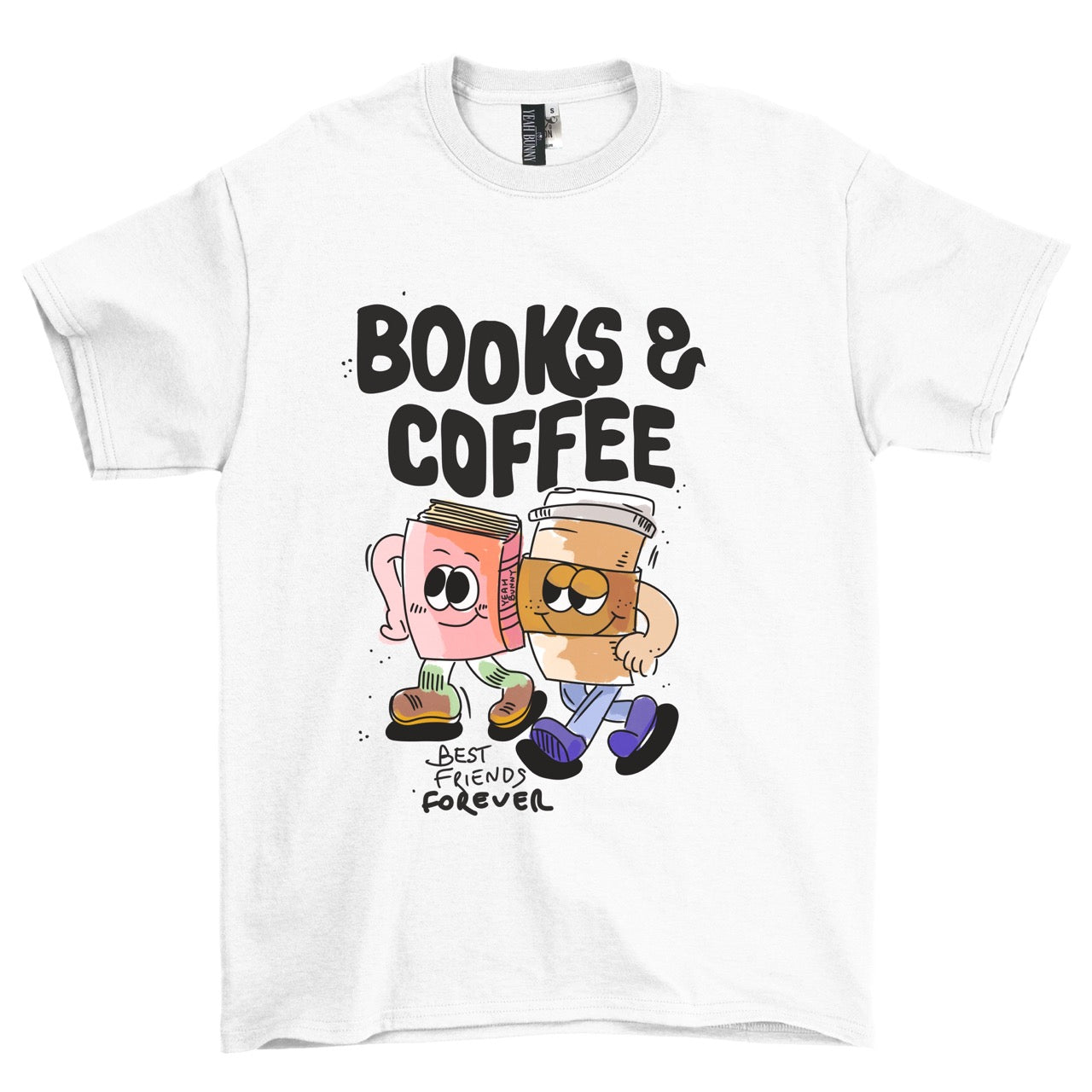 T-shirt biały Books AND Coffee