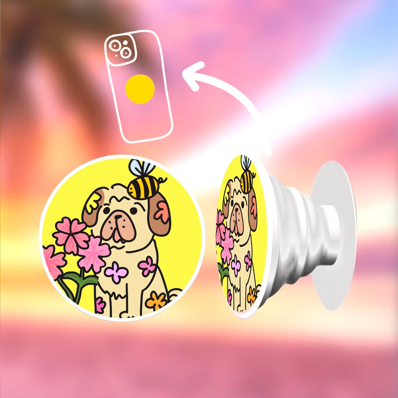 Socket do telefonu - Kwiecisty Mopsik