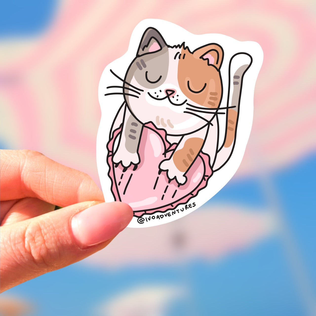 Naklejka - Kotek z Poduszką