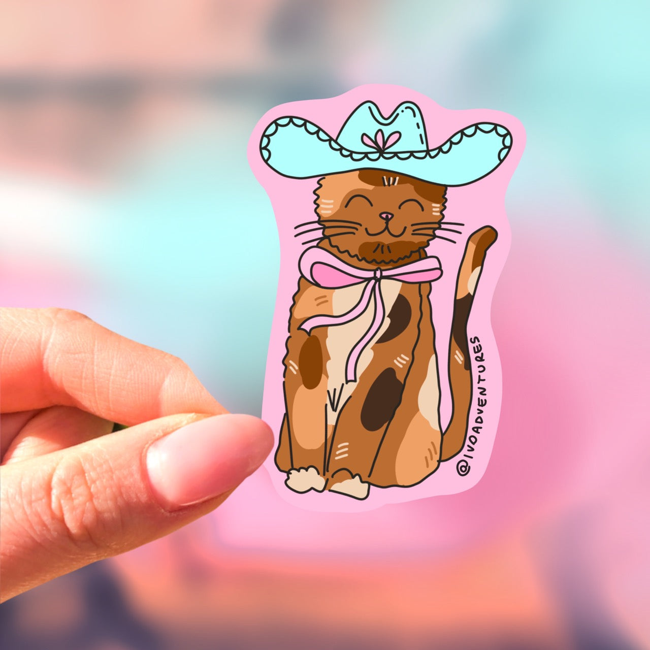 Naklejka - Kot w Kapeluszu