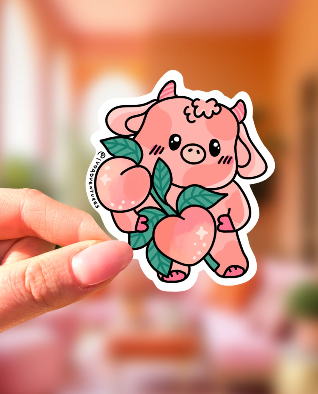 Naklejka - KAWAII krowa PEACHES