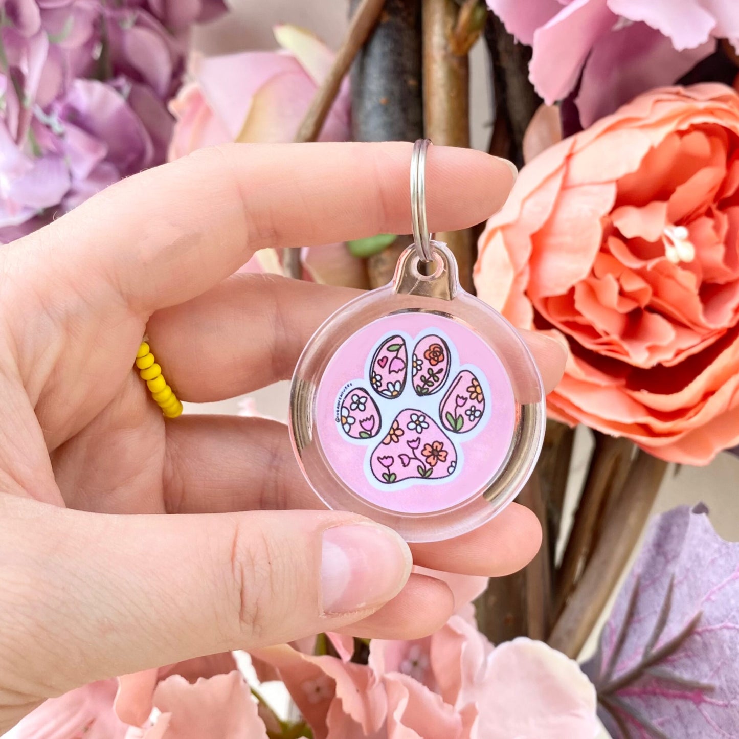 Brelok - Psia Łapka w Kwiaty 🐶🐾