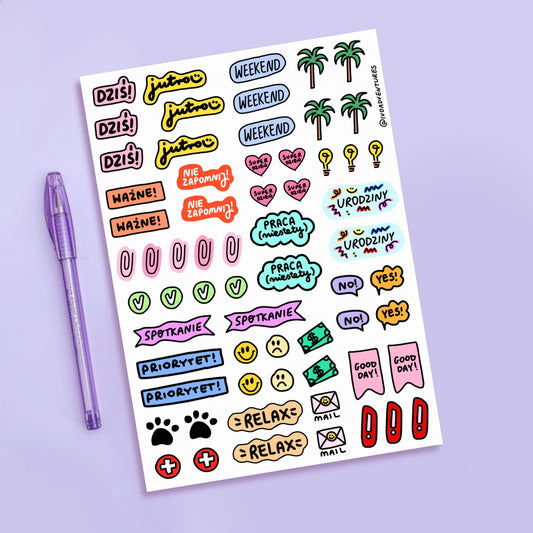 Naklejki Arkusz do plannera, kalendarza, zeszytu