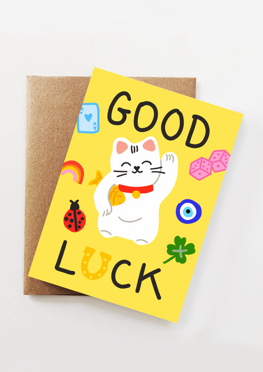 Kartka - Good Luck - Kotek Maneki Neko