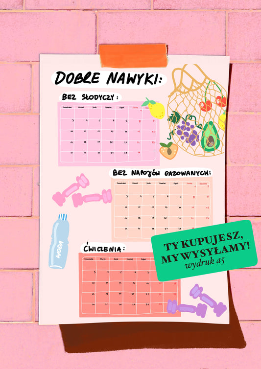 ✅ Karta zdrowych nawyków - Wydruk A5 - DOBRE NAWYKI