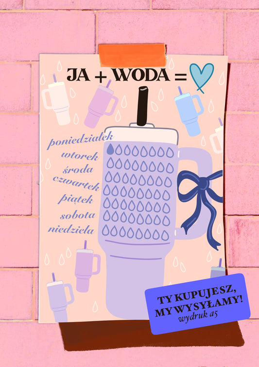 ✅ Karta zdrowych nawyków - Wydruk A5 - motywacja WODA KUBEK