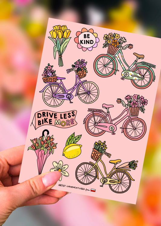 Naklejki Arkusz SWEET kwieciste rowery