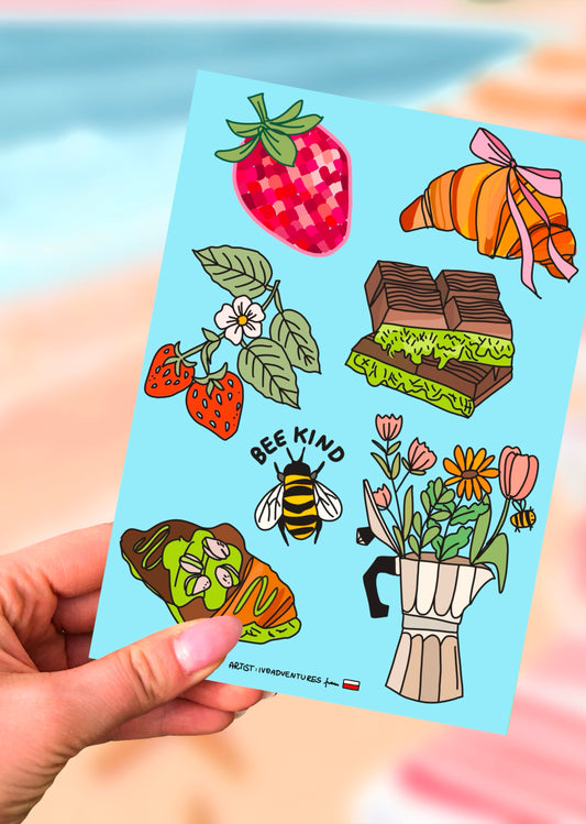 Naklejki Arkusz SWEET DUBAJSKA CZEKOLADA słodycze pistacjowe rogaliki