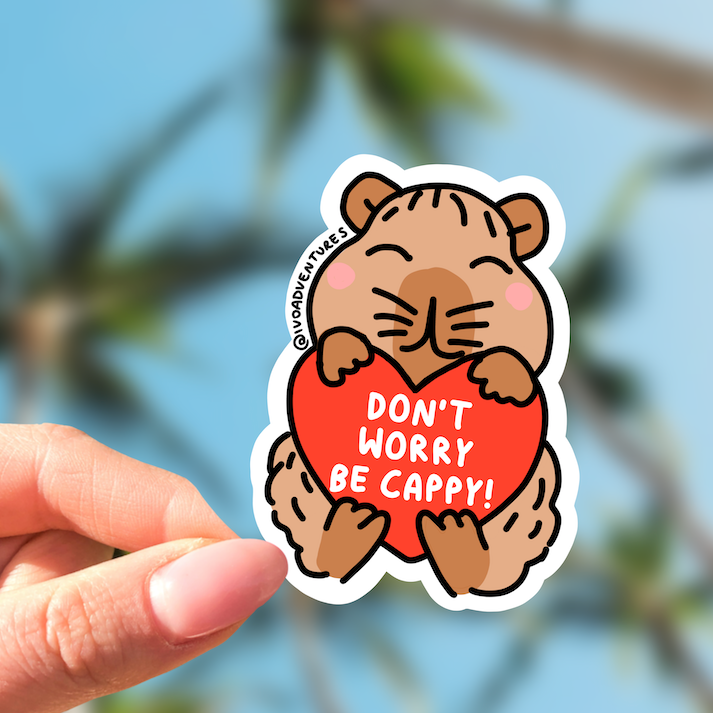 Naklejka Capybara - Kapibara Serce Kawaii