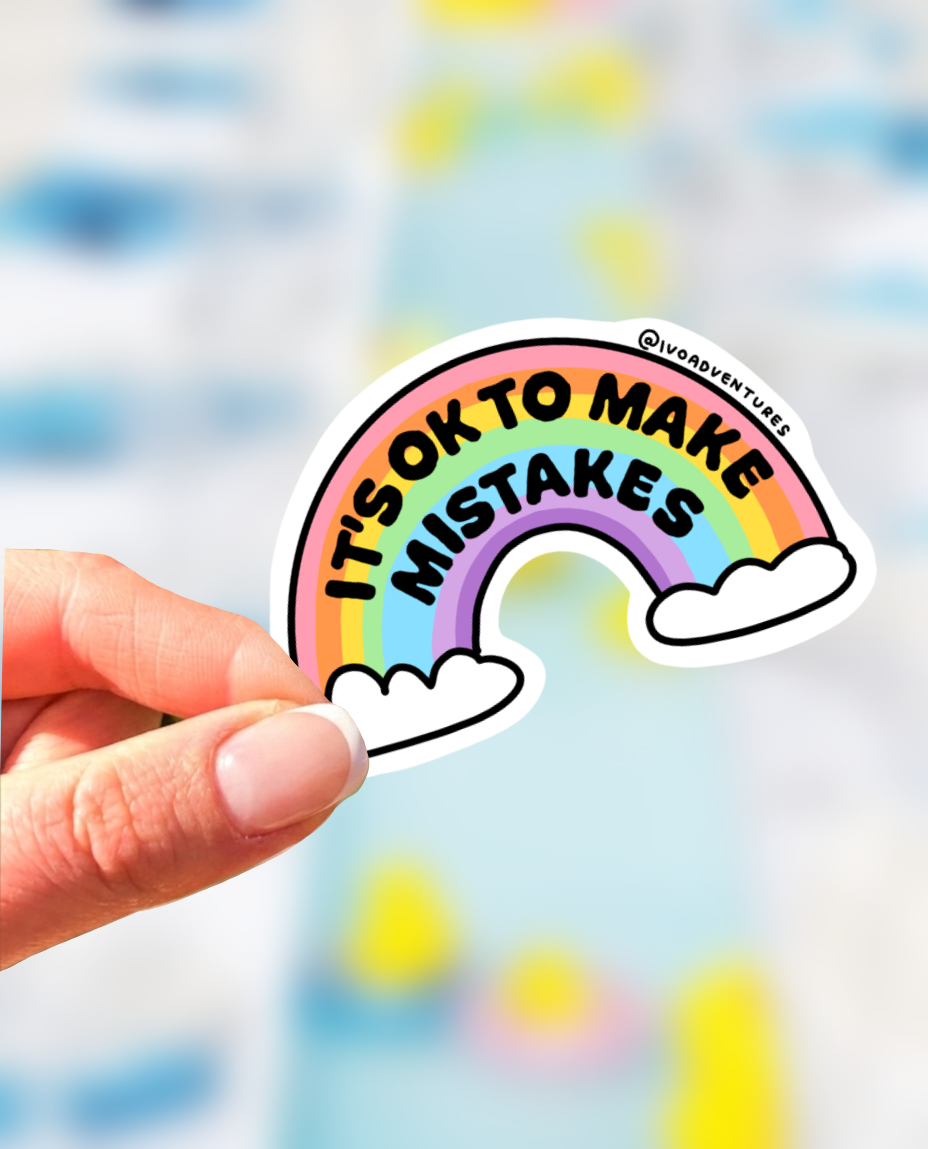 Naklejka - It's Ok To Make Mistakes - tęcza