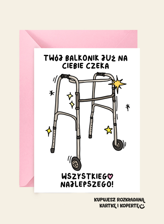 Kartka Urodzinowa - Twój balkonik już na Ciebie czeka