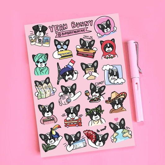 Naklejki Arkusz Buldożki Pieski Frenchie