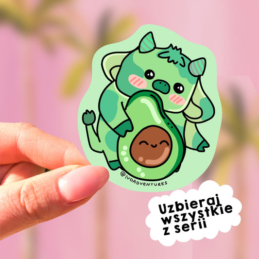 Naklejka - Kawaii Krowa Awokado