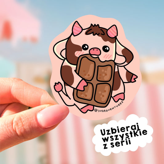 Naklejka - Kawaii Krowa Czekolada