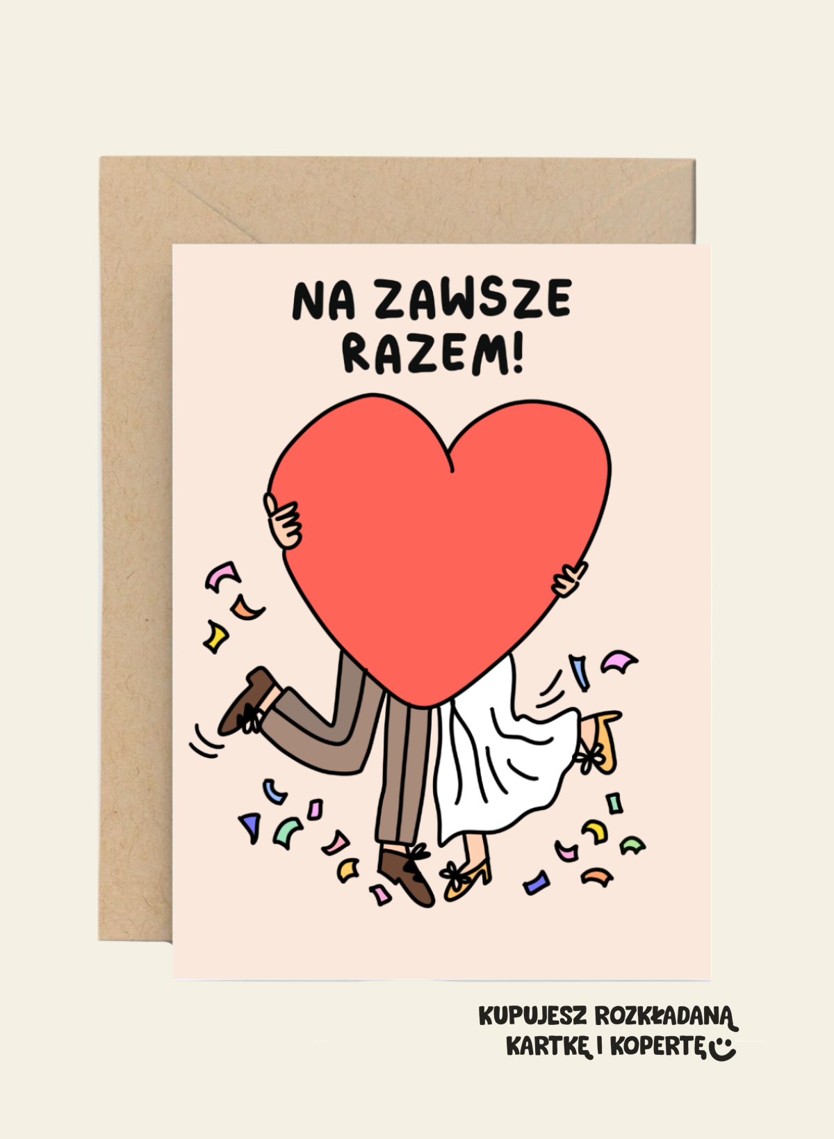 Kartka na Ślub - Na ZAWSZE razem - serducho