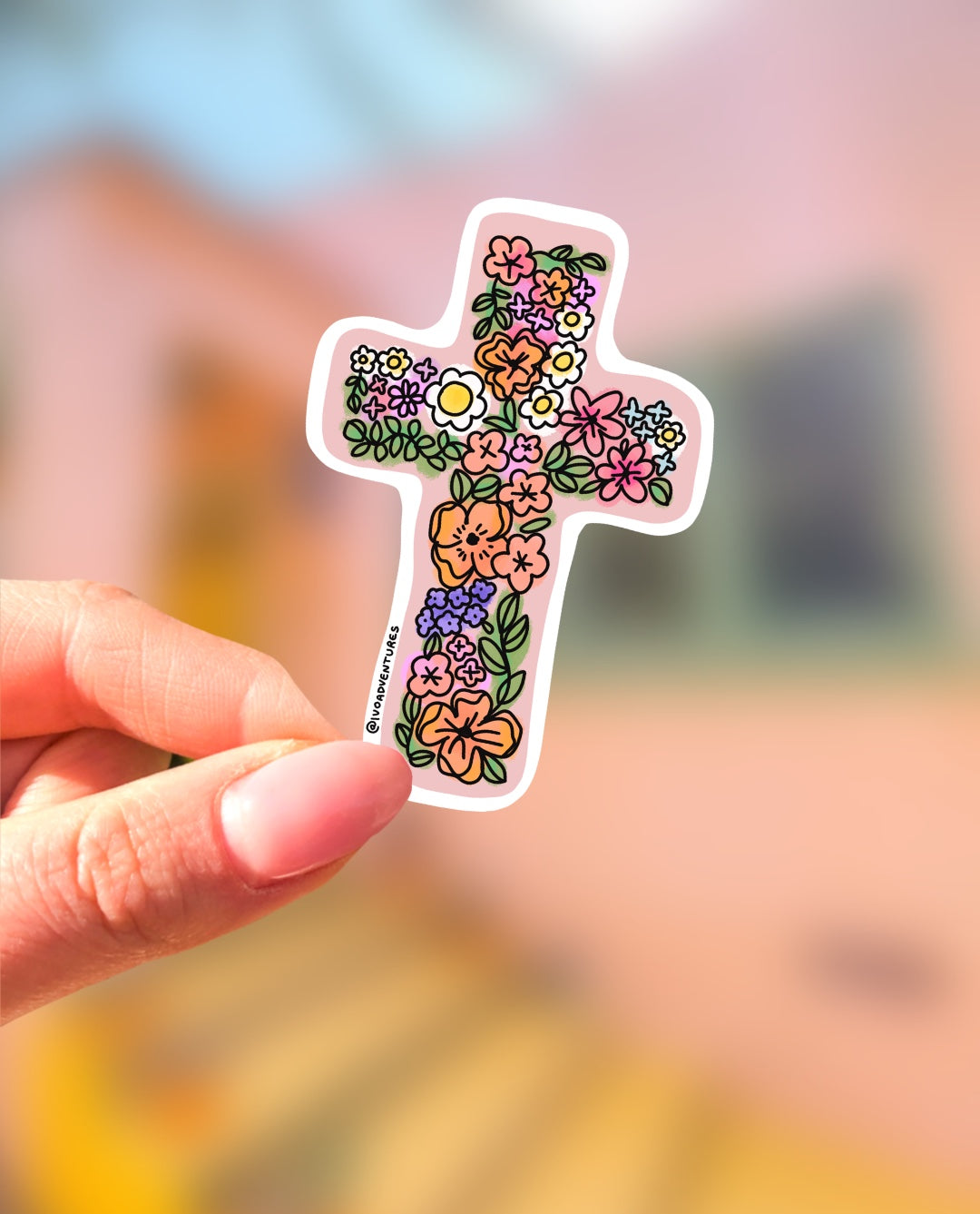 God bless you Naklejka - krzyż w kwiatach🌺