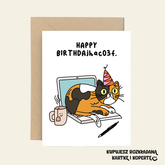 Kartka Urodzinowa - Kot na komputerze
