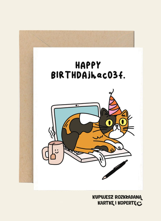 Kartka Urodzinowa - Kot na komputerze