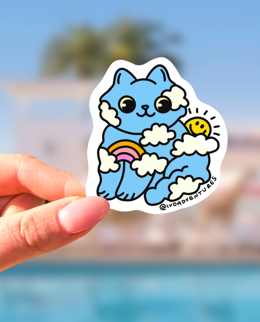 Naklejka - Sweet Kotek – Kotek chmurka - na chmurce