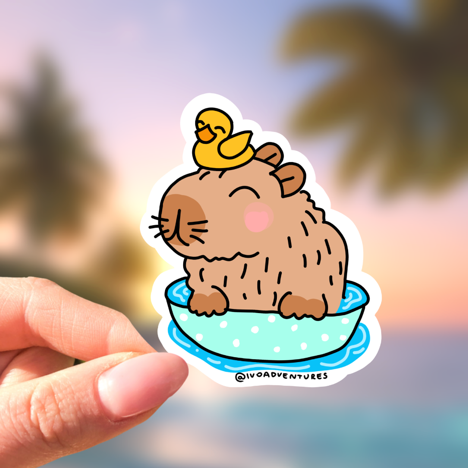 Naklejka Capybara - Kapibara w kąpieli